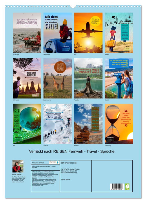 Verrückt nach REISEN Fernweh - Travel - Sprüche (CALVENDO Wandkalender 2026)