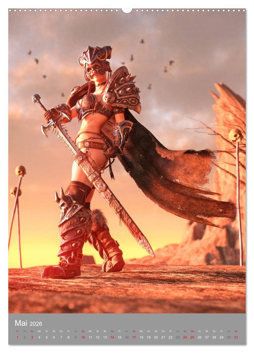 Fantasy Kriegerinnen (CALVENDO Premium Wandkalender 2026)