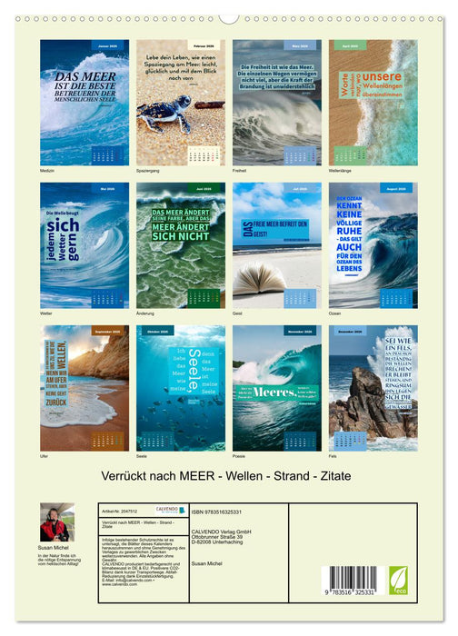Verrückt nach MEER - Wellen - Strand - Zitate (CALVENDO Premium Wandkalender 2026)