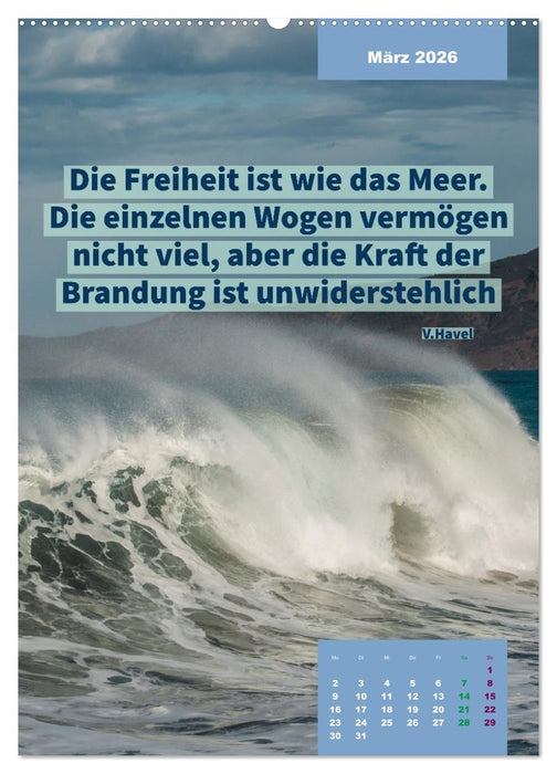 Verrückt nach MEER - Wellen - Strand - Zitate (CALVENDO Premium Wandkalender 2026)