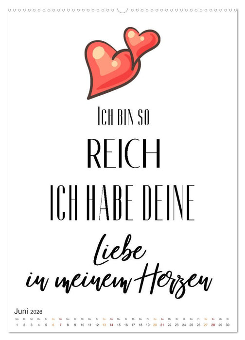 Liebessprüche (CALVENDO Premium Wandkalender 2026)