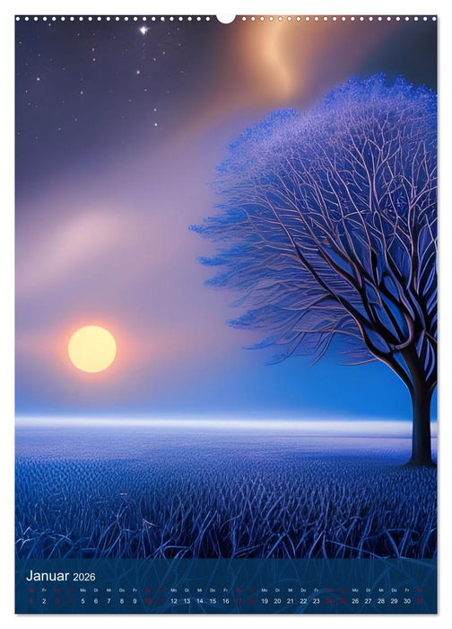 Mondnächte- Mondverzauberte Nächte aus der KI (CALVENDO Wandkalender 2026)