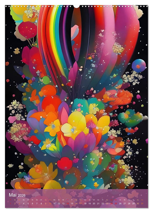 Farbexplosion - Kunterbuntes aus der KI (CALVENDO Premium Wandkalender 2026)