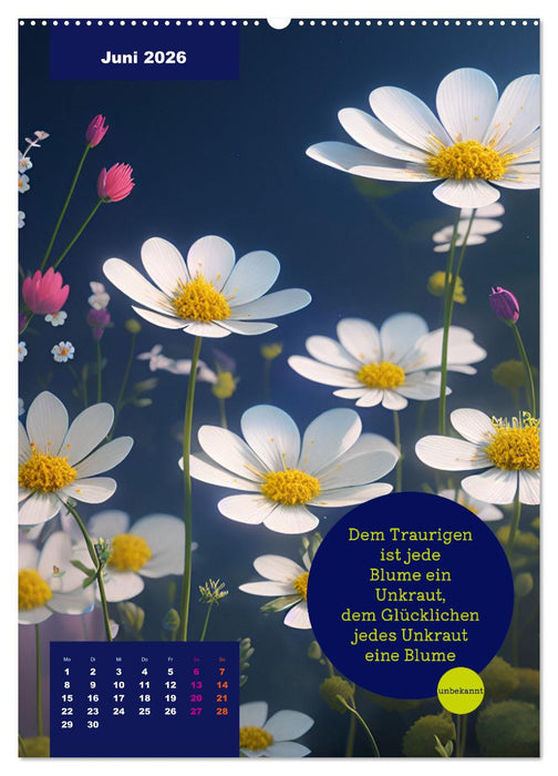 Verrückt nach BLUMEN Artwork - Farben - Zitate (CALVENDO Wandkalender 2026)