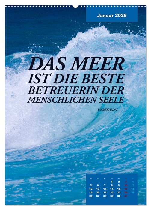 Verrückt nach MEER - Wellen - Strand - Zitate (CALVENDO Wandkalender 2026)