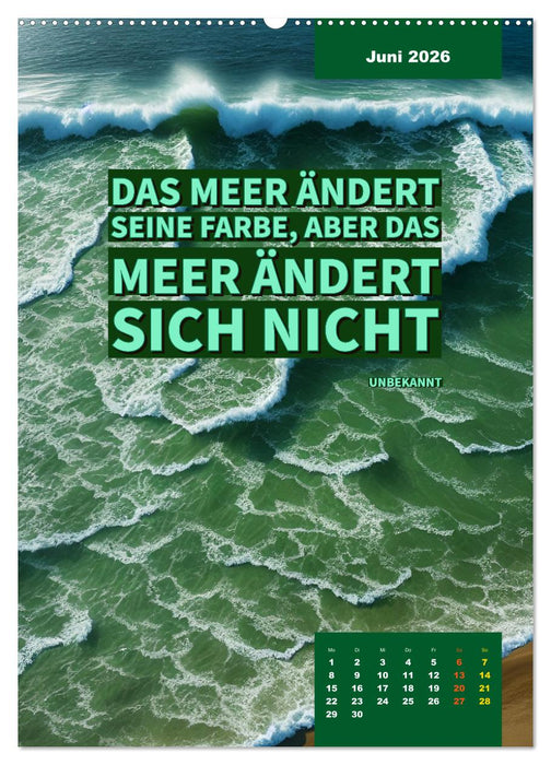 Verrückt nach MEER - Wellen - Strand - Zitate (CALVENDO Wandkalender 2026)