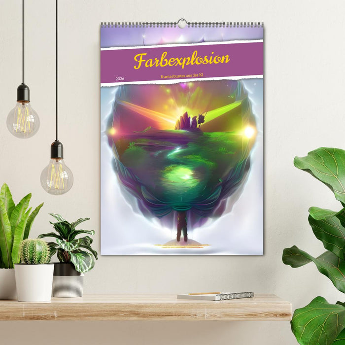 Farbexplosion - Kunterbuntes aus der KI (CALVENDO Wandkalender 2026)