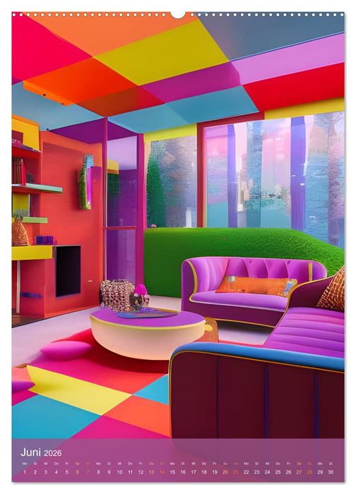 Farbexplosion - Kunterbuntes aus der KI (CALVENDO Wandkalender 2026)