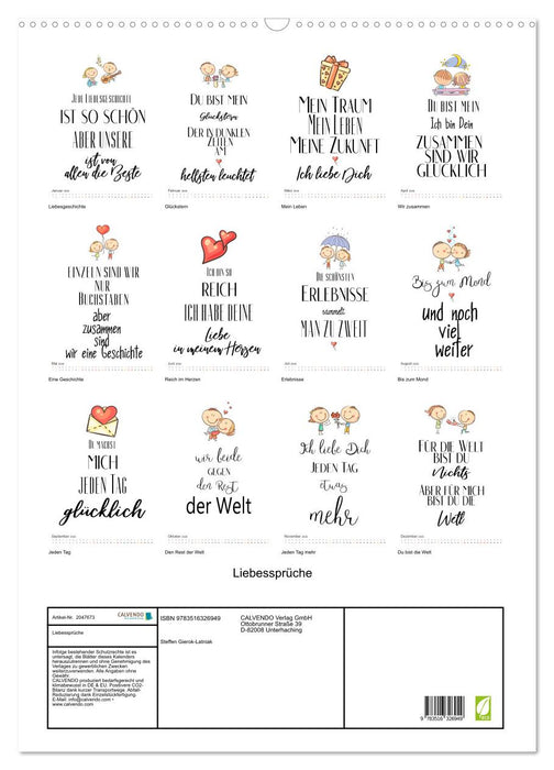 Liebessprüche (CALVENDO Wandkalender 2026)