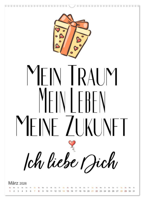Liebessprüche (CALVENDO Wandkalender 2026)