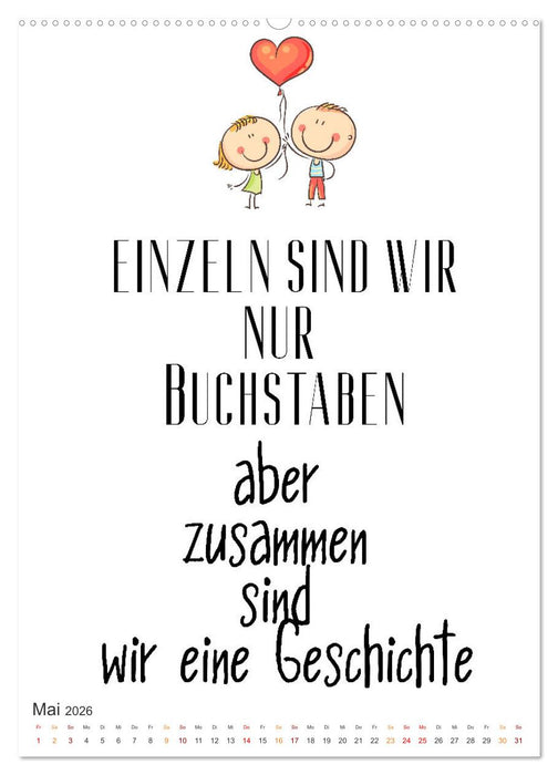 Liebessprüche (CALVENDO Wandkalender 2026)