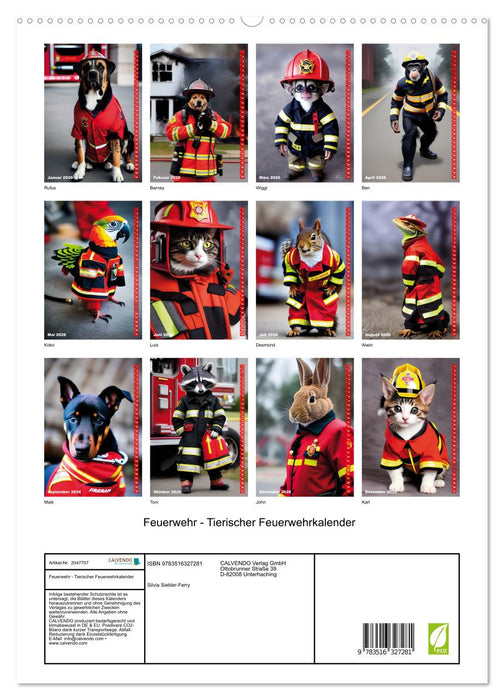 Feuerwehr - Tierischer Feuerwehrkalender (CALVENDO Premium Wandkalender 2026)