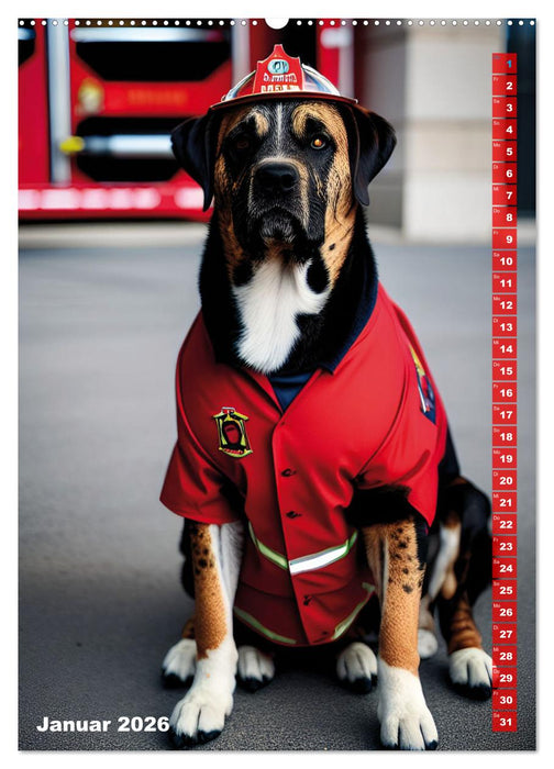 Feuerwehr - Tierischer Feuerwehrkalender (CALVENDO Premium Wandkalender 2026)