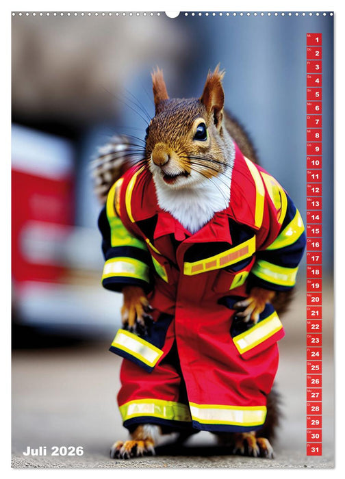 Feuerwehr - Tierischer Feuerwehrkalender (CALVENDO Premium Wandkalender 2026)