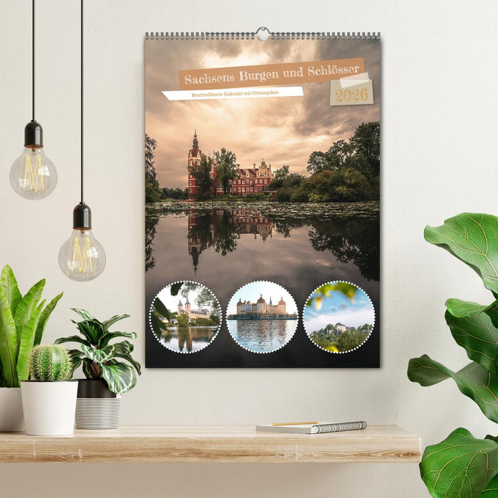 Sachsens Burgen und Schlösser - Beschreibbarer Kalender mit Ortsangaben (CALVENDO Wandkalender 2026)