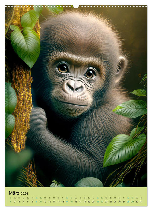 Dschungelbabys - Artwork (CALVENDO Premium Wandkalender 2026)