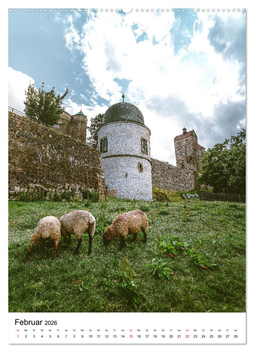 Sachsens Burgen und Schlösser mit Ortsangaben (CALVENDO Wandkalender 2026)