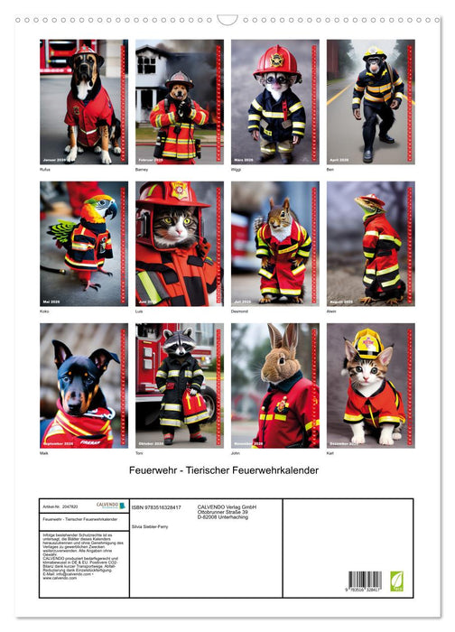 Feuerwehr - Tierischer Feuerwehrkalender (CALVENDO Wandkalender 2026)
