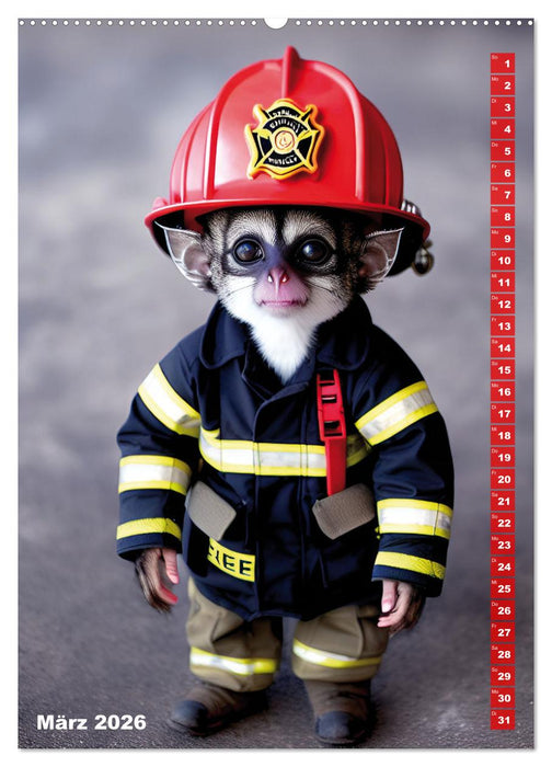 Feuerwehr - Tierischer Feuerwehrkalender (CALVENDO Wandkalender 2026)