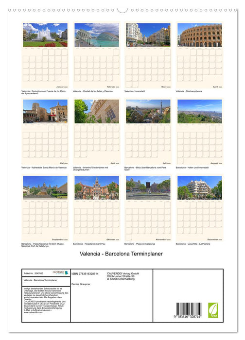 Valencia - Barcelona Terminplaner (CALVENDO Premium Wandkalender 2026)