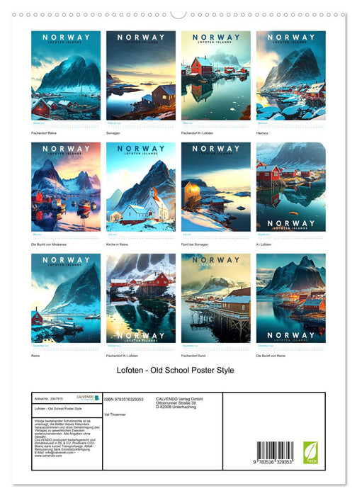 Lofoten - Old School Poster Style (CALVENDO Premium Wandkalender 2026)
