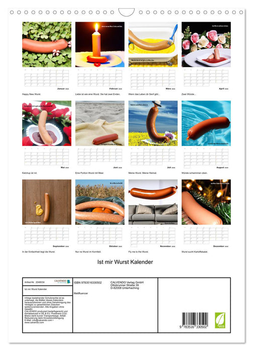 Ist mir Wurst Kalender (CALVENDO Wandkalender 2026)