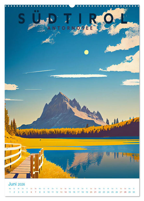 Südtirol - Old School Poster Style (CALVENDO Wandkalender 2026)