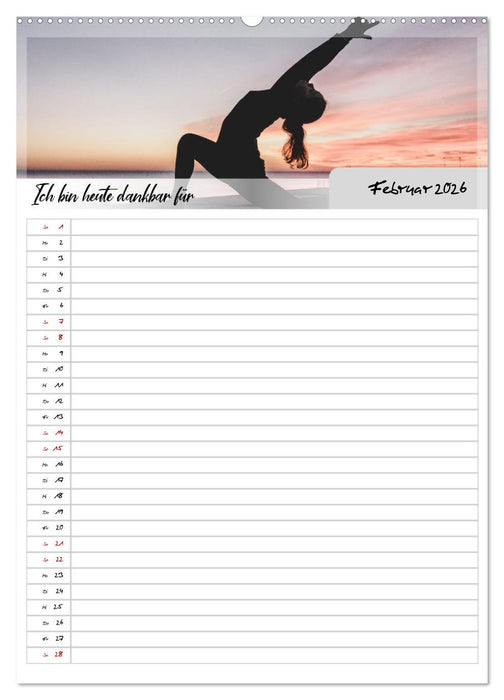 Ich bin dankbar - ein Jahr voller Yoga und Achtsamkeit - Yoga Kalender (CALVENDO Premium Wandkalender 2026)