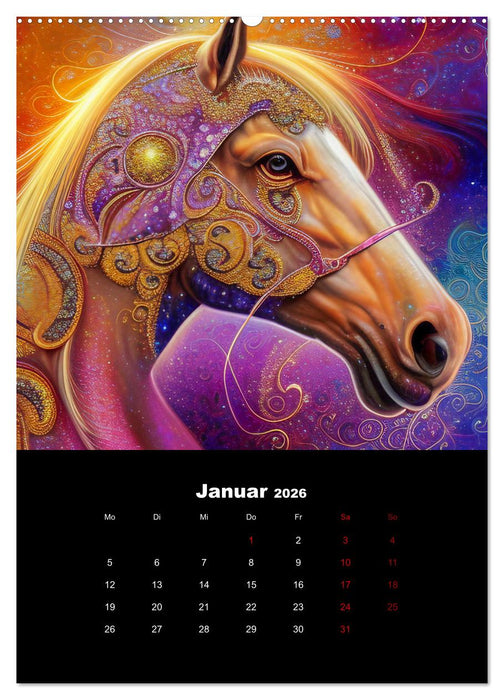 Pferde im goldenen Kleid (CALVENDO Premium Wandkalender 2026)