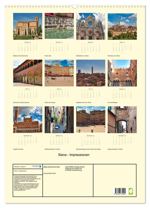 Siena - Impressionen (CALVENDO Wandkalender 2026)