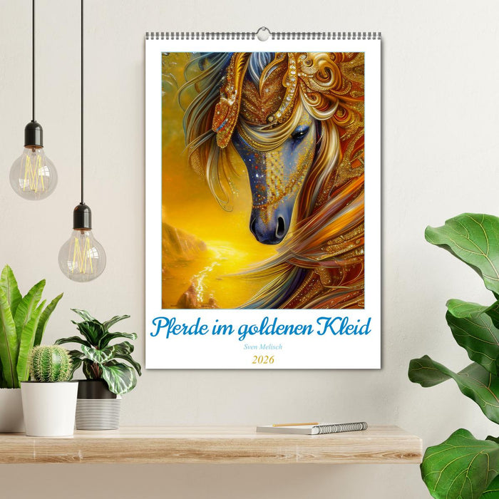 Pferde im goldenen Kleid (CALVENDO Wandkalender 2026)