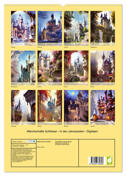 Märchenhafte Schlösser - In den Jahreszeiten - Digitalart (CALVENDO Premium Wandkalender 2026)