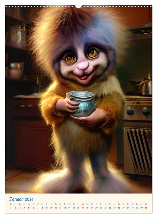 Liebenswerte Kuschelmonster - Digitalart (CALVENDO Premium Wandkalender 2026)