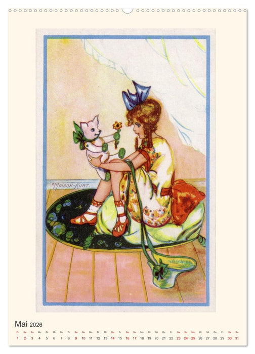 Erste Liebe - Teddybären auf alten Ansichtskarten (CALVENDO Premium Wandkalender 2026)