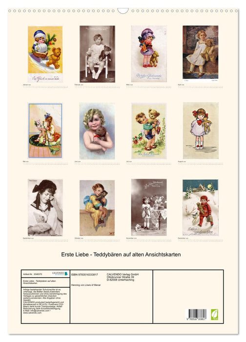 Erste Liebe - Teddybären auf alten Ansichtskarten (CALVENDO Wandkalender 2026)