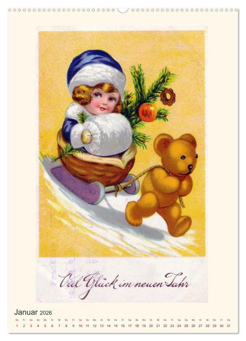 Erste Liebe - Teddybären auf alten Ansichtskarten (CALVENDO Wandkalender 2026)