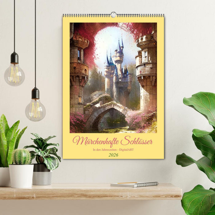 Märchenhafte Schlösser - In den Jahreszeiten - Digitalart (CALVENDO Wandkalender 2026)