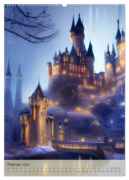 Märchenhafte Schlösser - In den Jahreszeiten - Digitalart (CALVENDO Wandkalender 2026)