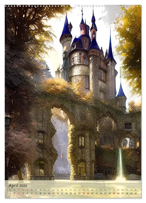Märchenhafte Schlösser - In den Jahreszeiten - Digitalart (CALVENDO Wandkalender 2026)