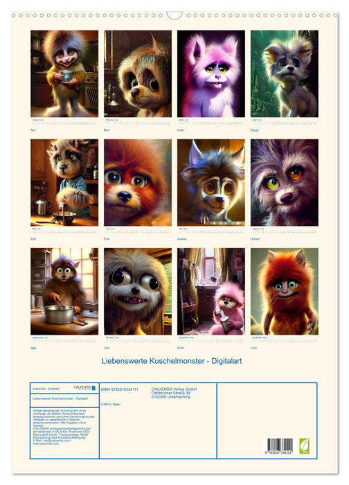 Liebenswerte Kuschelmonster - Digitalart (CALVENDO Wandkalender 2026)
