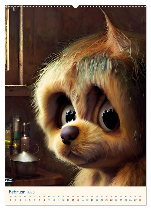 Liebenswerte Kuschelmonster - Digitalart (CALVENDO Wandkalender 2026)
