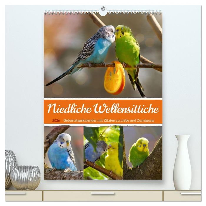 Niedliche Wellensittiche (CALVENDO Premium Wandkalender 2026)