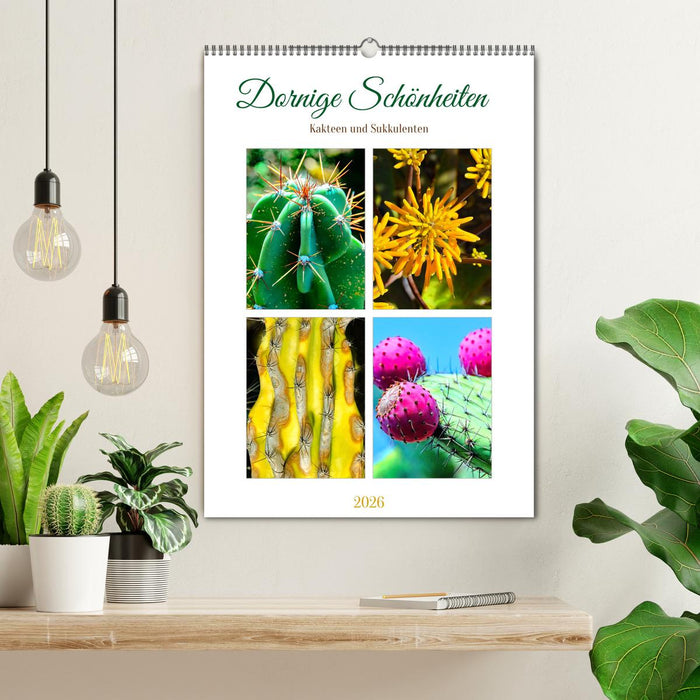 Dornige Schönheiten - Kakteen und Sukkulenten (CALVENDO Wandkalender 2026)