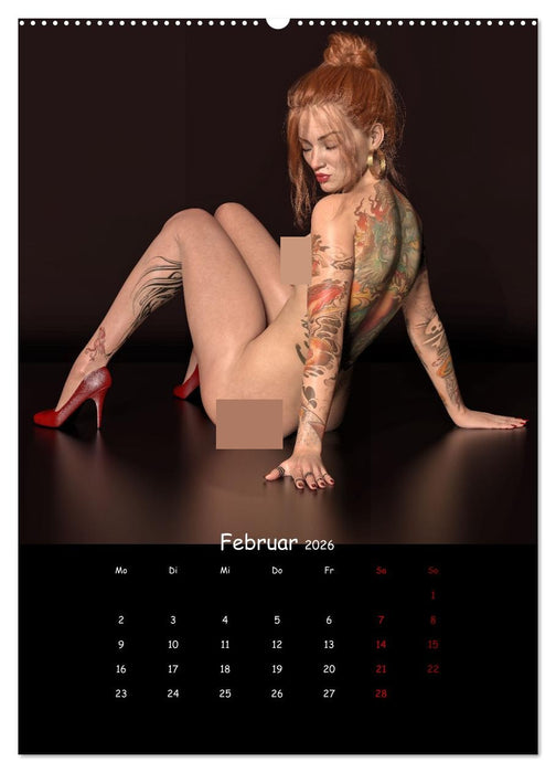 Portraits von tätowierten Frauen (CALVENDO Premium Wandkalender 2026)