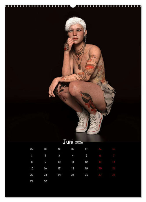 Portraits von tätowierten Frauen (CALVENDO Premium Wandkalender 2026)