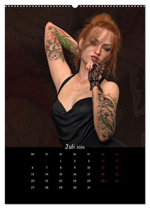 Portraits von tätowierten Frauen (CALVENDO Premium Wandkalender 2026)