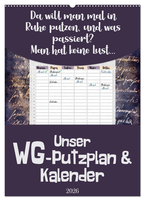 Gothic WG-Putzplan & Kalender 2026 (CALVENDO Wandkalender 2026)