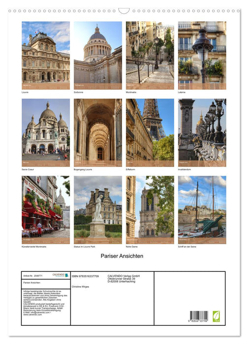 Pariser Ansichten (CALVENDO Wandkalender 2026)