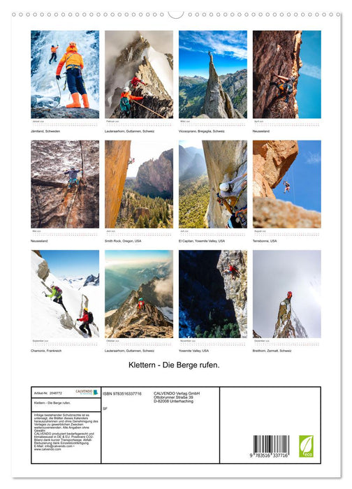 Klettern - Die Berge rufen. (CALVENDO Premium Wandkalender 2026)