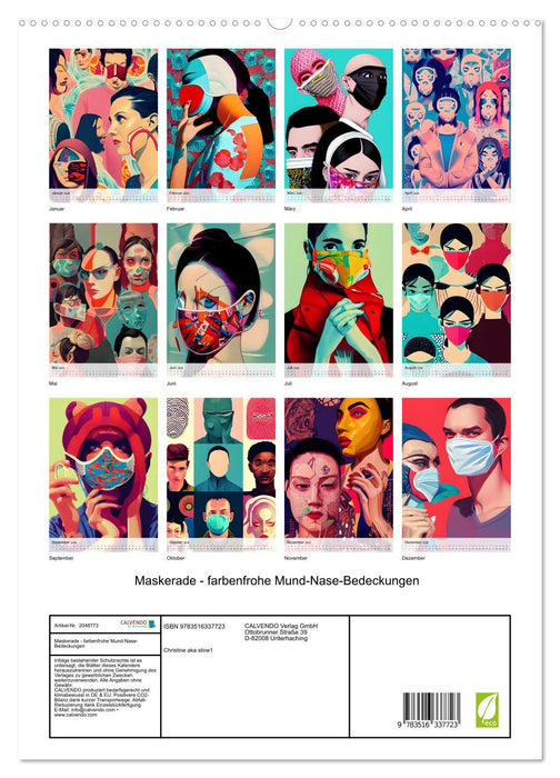 Maskerade - farbenfrohe Mund-Nase-Bedeckungen (CALVENDO Premium Wandkalender 2026)
